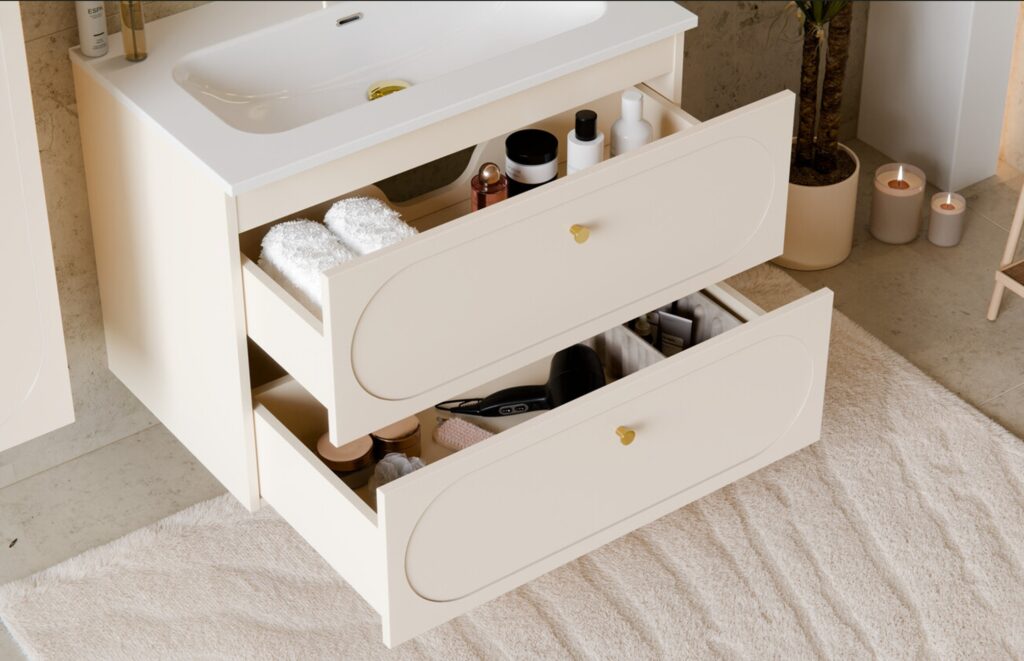 NOVA WHITE mosdószekrény 80 cm, 2 ajtó – NOVA WHITE 82-80-2D Fehér mosdó alatti szekrény két kihúzott fiókkal, rendezett belső tárolással