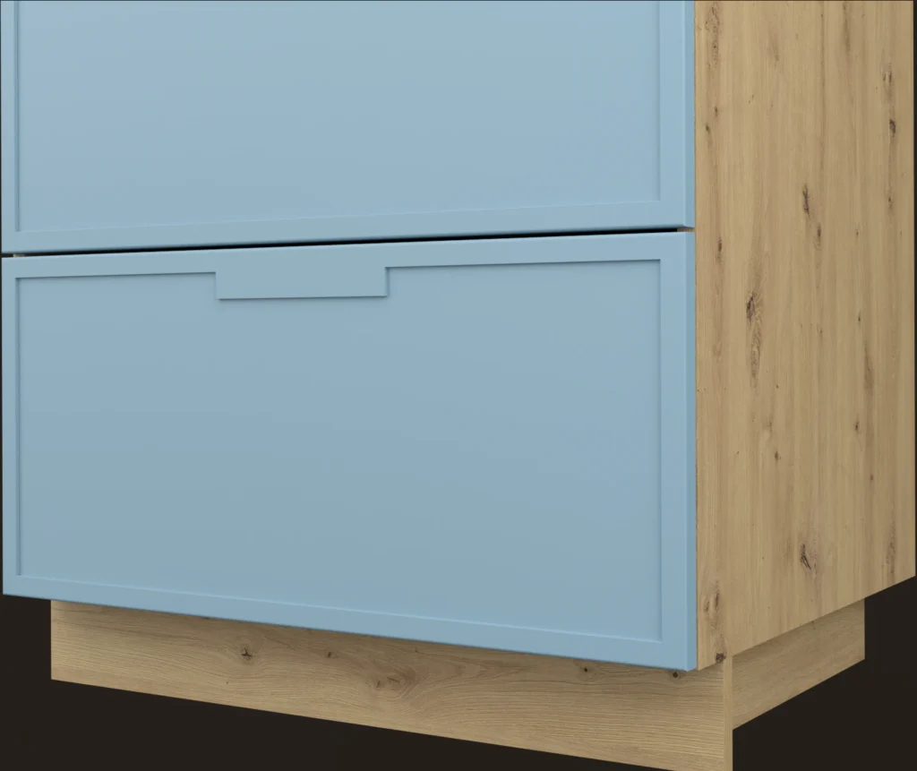 AREZZO KONYHABÚTOR Magas 40es cargokosaras elem(1D14K40 ) AREZZO világoskék front közeli részlete fa oldallappal