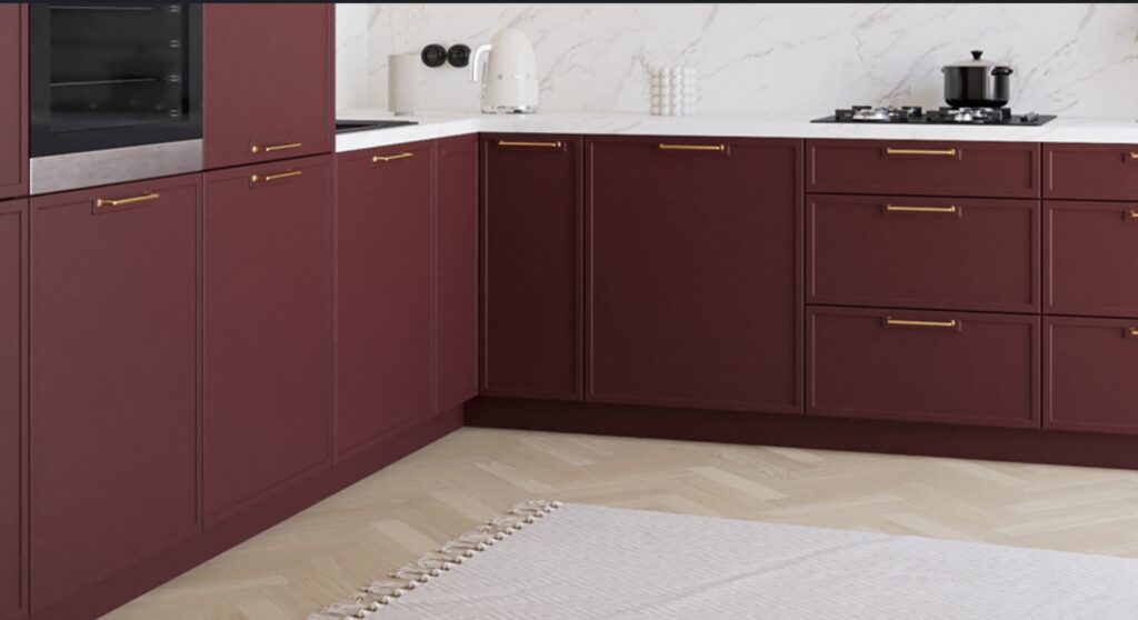 AREZZO KONYHABÚTOR Magas 40es cargokosaras elem(1D14K40 ) AREZZO bordó elemes konyhabútor teljes L alakú összeállításban