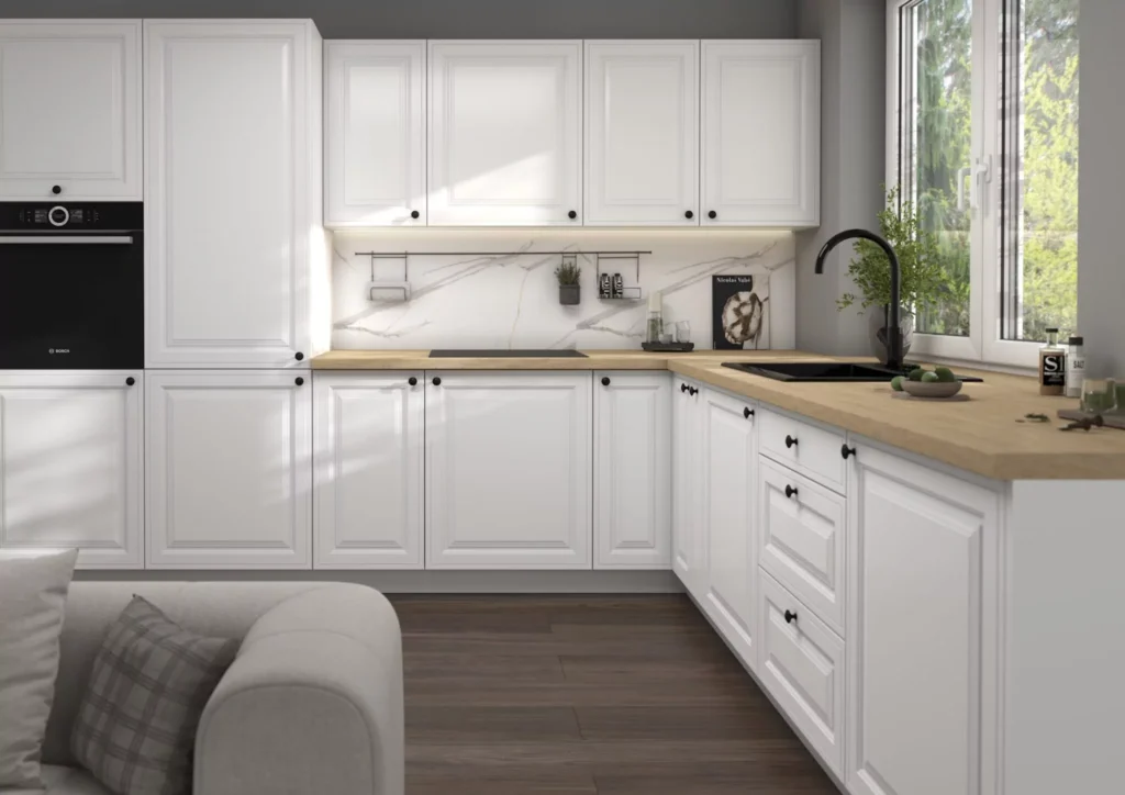 FIRENZE elemes konyhabútor 1-ajtós FELSŐ szekrény 50cm (W6B50_HK_aventos)_elemes konyhabútor FIRENZE elemes konyhabútor fehér sarok konyha fa munkalappal