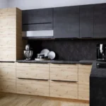 SILVER antracit és artisan sarok konyhabútor sötét modern enteriőrben