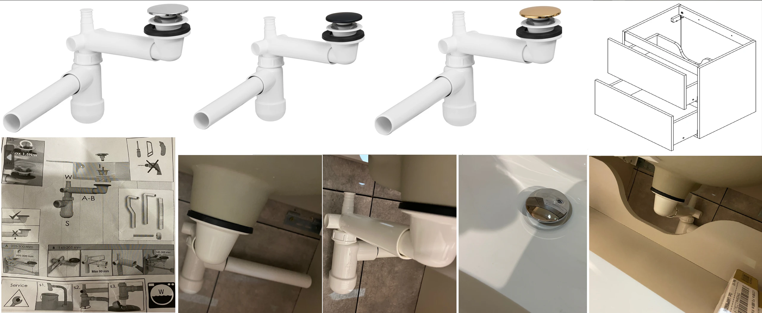 .NORDIC CREMONA komplett fürdőszoba bútor szett 60 cm SET-NC B CREMONA 60CM HC Helytakarékos szifon click-clack-kal