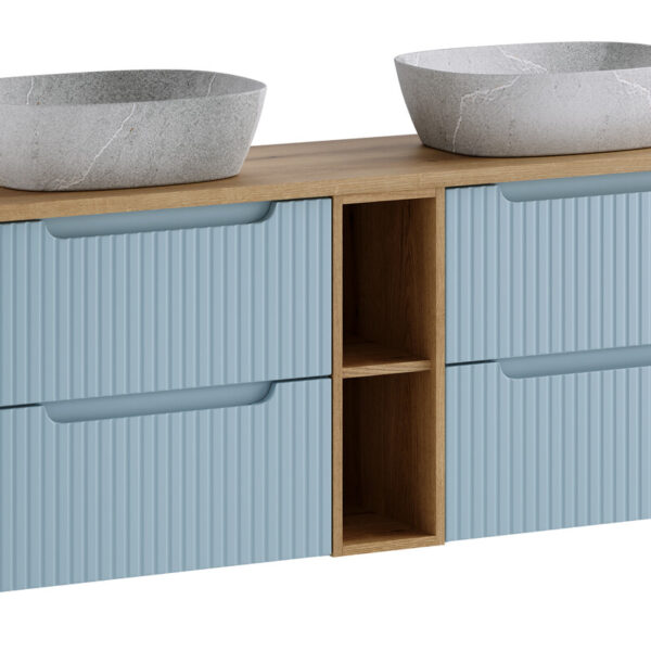 NOVA DENIM komplett fürdőszoba bútor szett 140 cm – ANNA pultra szerelhető mosdóval SET-NOD B OAK 140CM S UN ANNA