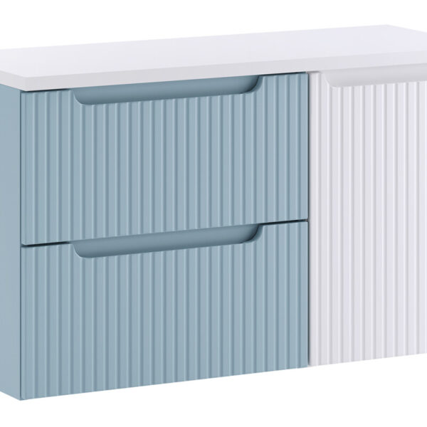 NOVA DENIM komplett fürdőszoba bútor szett 100 cm – asztallappal és ruháskosaras elemmel SET-NOD B WHITE 100CM S LB