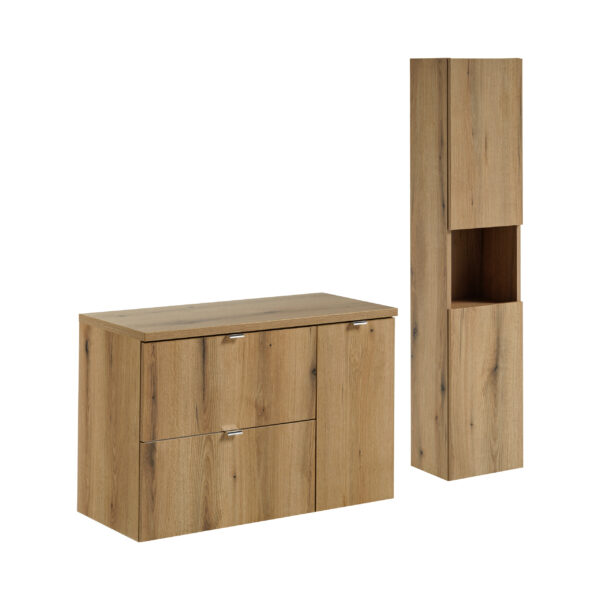 NOVA OAK komplett fürdőszoba bútor szett 90 cm – magas szekrénnyel SET-NOA B OAK 90CM S HC