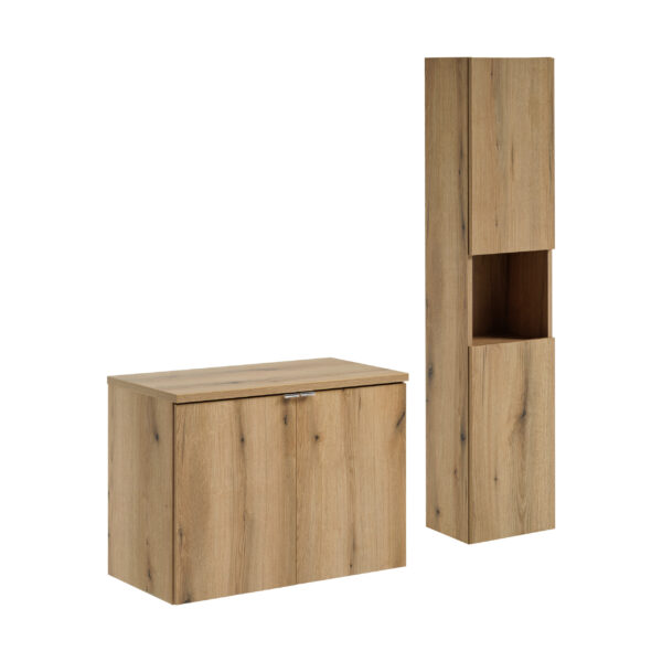 NOVA OAK komplett fürdőszoba bútor szett 80 cm – magas szekrénnyel SET-NOA B OAK 80CM D HC