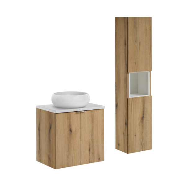 NOVA OAK komplett fürdőszoba bútor szett 60 cm – WIKI tál mosdóval SET-NOA B WHITE 60CM D UN WIKI SW HC