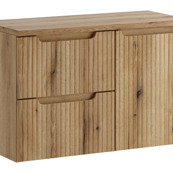 NOVA COAST EVOKE komplett fürdőszoba bútor szett 90 cm – szennyestartós elemmel – SET-NOCE B OAK S 90CM LB