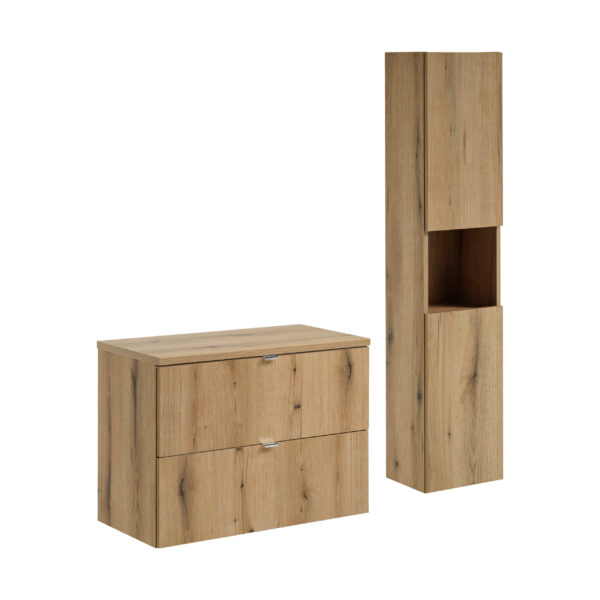 NOVA OAK komplett fürdőszoba bútor szett 80 cm – magas szekrénnyel SET-NOA B OAK 80CM S HC