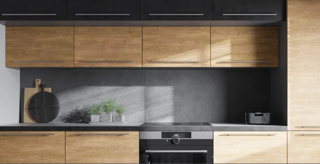 MALMO KONYHABÚTOR 3 FIÓKOS szekrény 60 cm (D3R60) MALMO zöld sarok konyhabútor közeli részlet ablakkal és fekete csappal