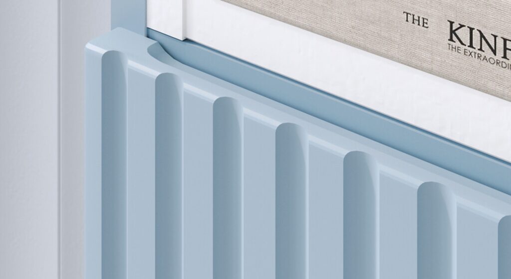 NOVA DENIM Mosdószekrény 60 cm 2 fiókos fürdőszoba bútor – NOVA DENIM 82-60-40-2S NOVA DENIM kék bordázott front felületének közeli képe