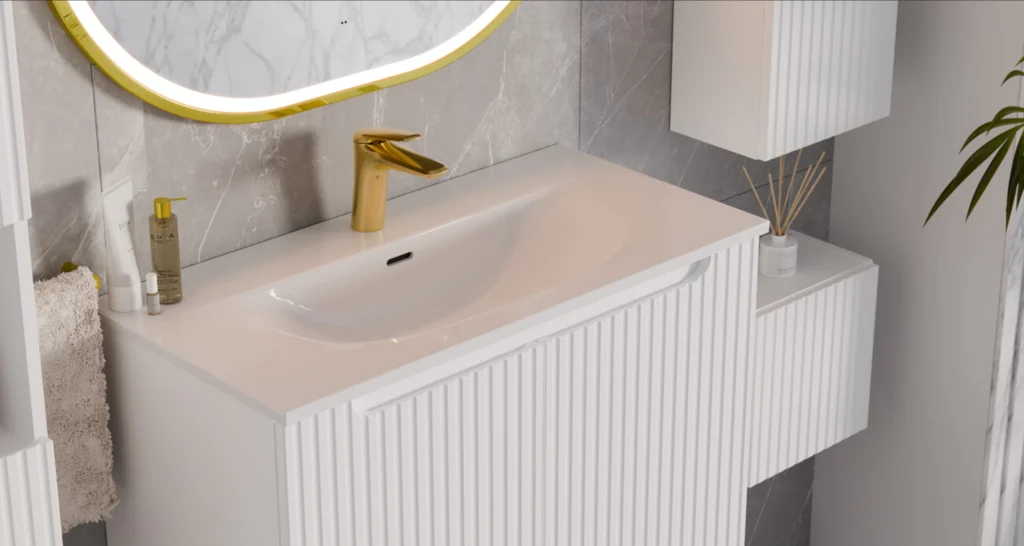 fürdőszoba bútor mosdó és csaptelep részlet