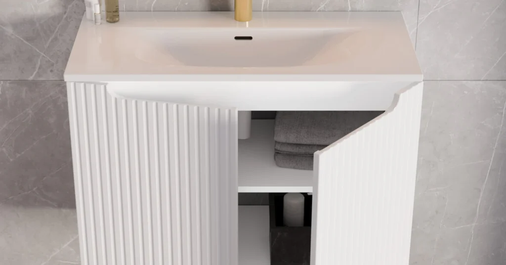 fürdőszoba bútor ajtó nyitott tároló részlet