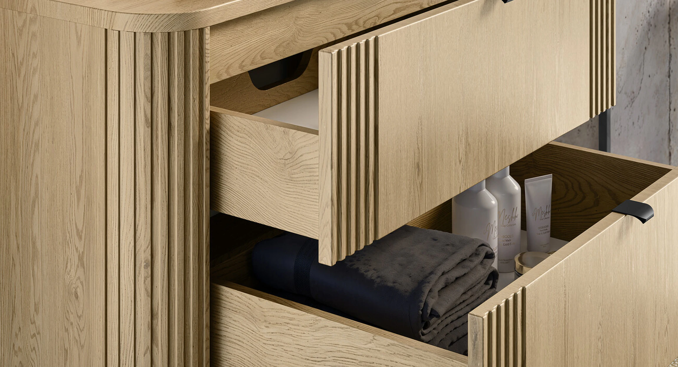 fiókos fürdőszobabútor belső tárolóval