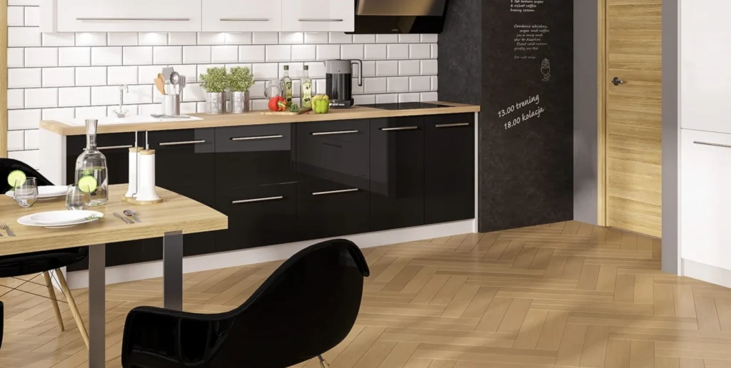 PLATINUM KONYHABÚTOR Magas 40es cargokosaras elem(1D14K40 ) PLATINUM fekete-fehér magasfényű konyhabútor geometrikus hátfallal