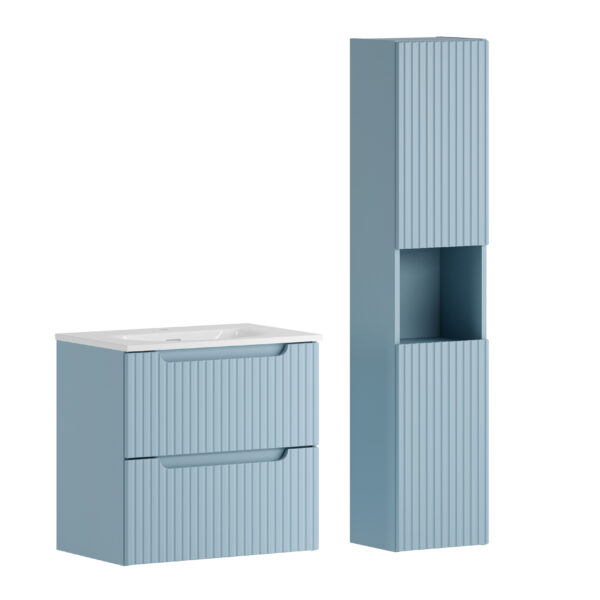 NOVA DENIM komplett fürdőszoba bútor szett 60 cm – SKY bútorbeépíthető mosdóval és magas szekrénnyel SET-NOD 60CM S SKY 3 HC