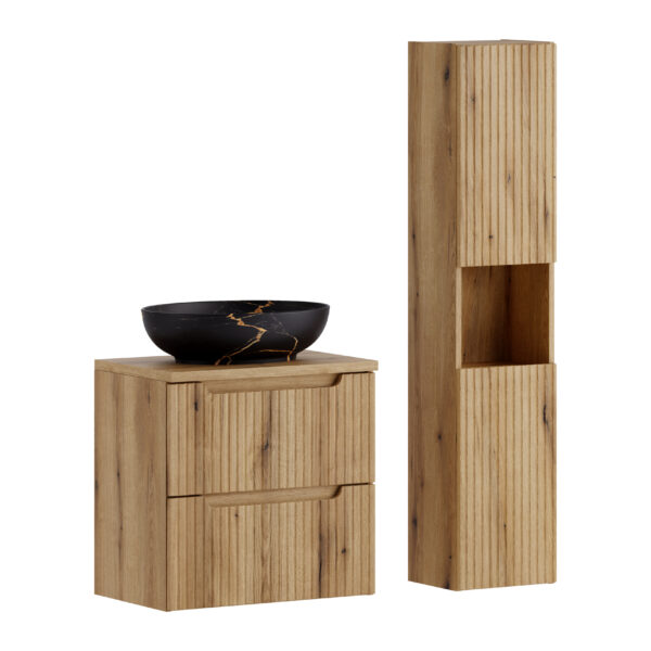 NOVA COAST EVOKE fürdőszoba bútor szett 60 cm – MONA mosdóval és magas szekrénnyel – SET-NOCE B OAK 60CM S UN MONA HC