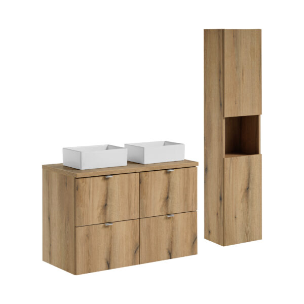 NOVA OAK komplett fürdőszoba bútor szett 100 cm – GAJA tál mosdóval SET-NOA B OAK 100CM S UN GAJA SW HC