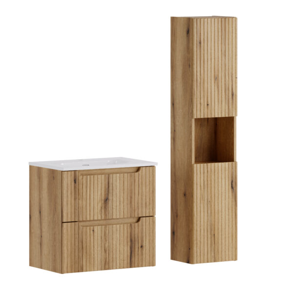 NOVA COAST EVOKE komplett fürdőszoba bútor szett 60 cm – SKY mosdóval és magas szekrénnyel – SET-NOCE 60CM S SKY 3 HC