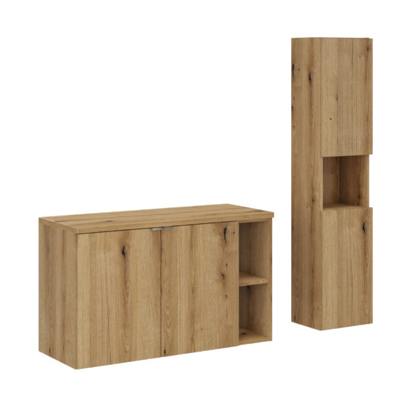 NOVA OAK komplett fürdőszoba bútor szett 100 cm – magas szekrénnyel és oldalszekrénnyel SET-NOA B OAK 100CM HC LR