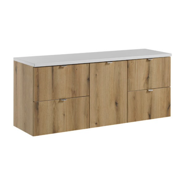 NOVA OAK komplett fürdőszoba bútor szett 140 cm – pulttal SET-NOA B WHITE 140CM S