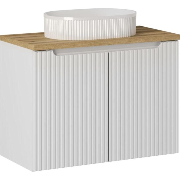 NOVA WHITE Fürdőszoba bútor 80 cm-es bútorgarnitúra pultra szerelhető mosdóval – SET-NOW B OAK 80CM D UN BEYOND 5 WH NW