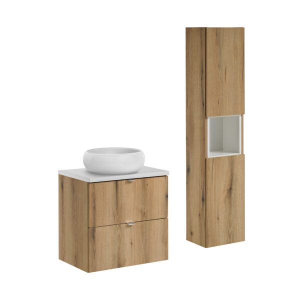 NOVA OAK komplett fürdőszoba bútor szett 60 cm – WIKI tál mosdóval SET-NOA B WHITE 60CM S UN WIKI SW HC