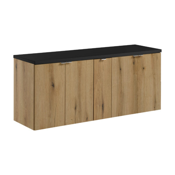 NOVA OAK komplett fürdőszoba bútor szett 140 cm – pulttal SET-NOA B BLACK 140CM D