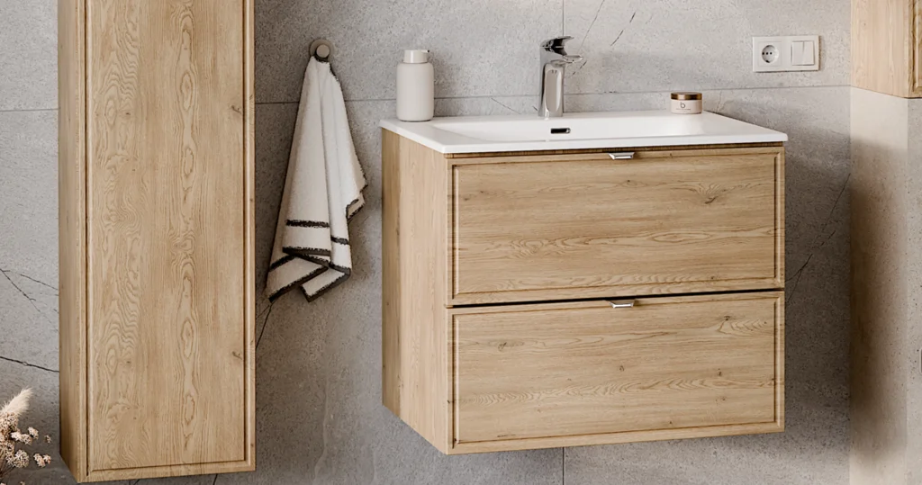 TERRA CREMONA fürdőszoba bútor szett 120 cm – SET-TEC B CREMONA 120CM fürdőszoba bútor fa felület textúra