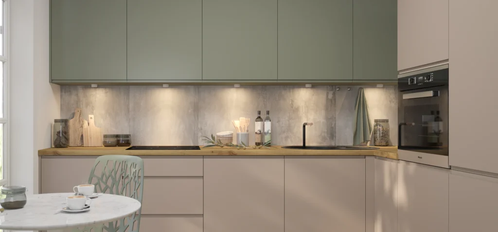 AVELLINO Reed Green és kasmír kétszínű modern konyhabútor