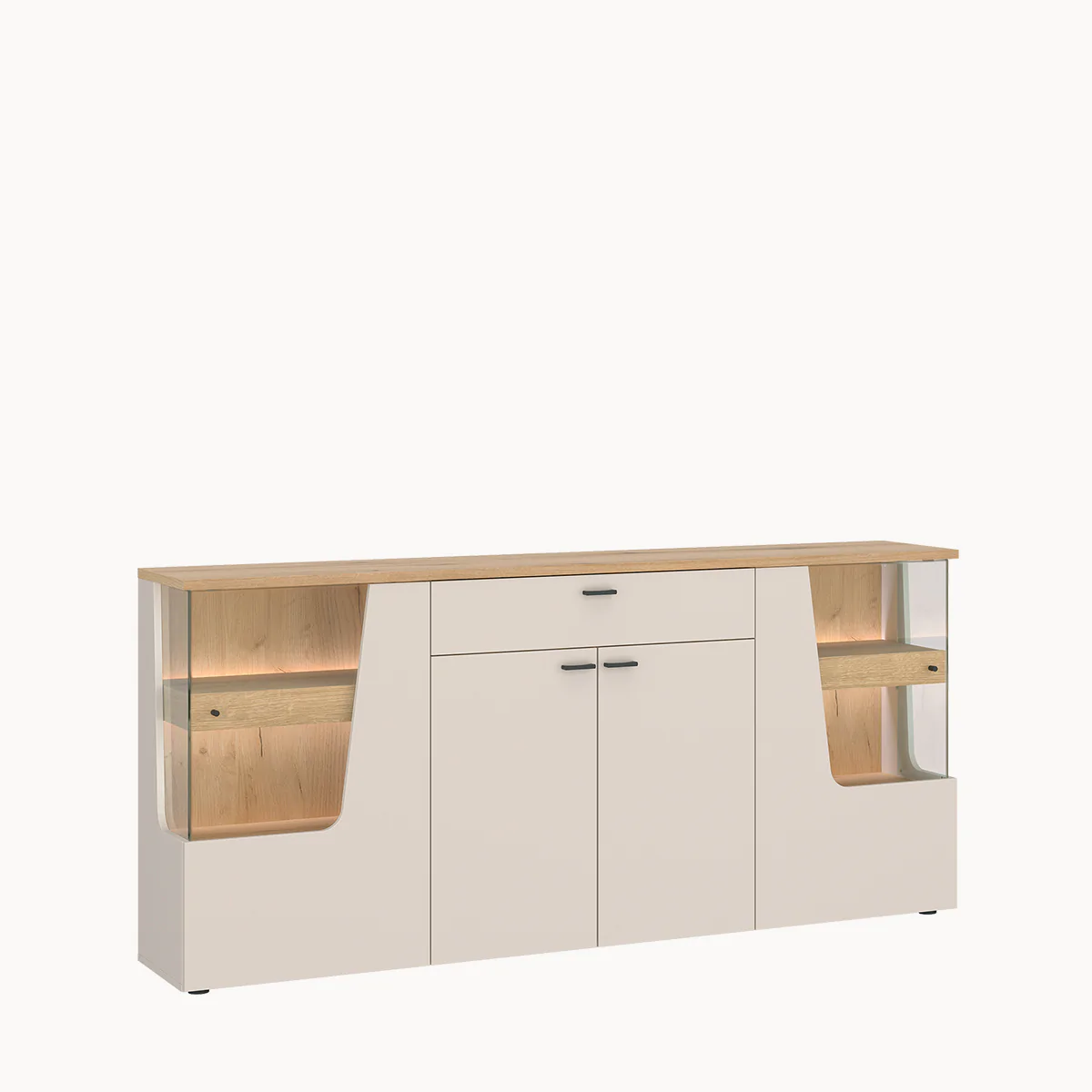 CUT OUT CTUK02 4 ajtós fiókos komód – kasmír és Coast Evoke tölgy kasmír és Coast Evoke tölgy színben, 190 × 90 × 40 cm – modern komód nappaliba