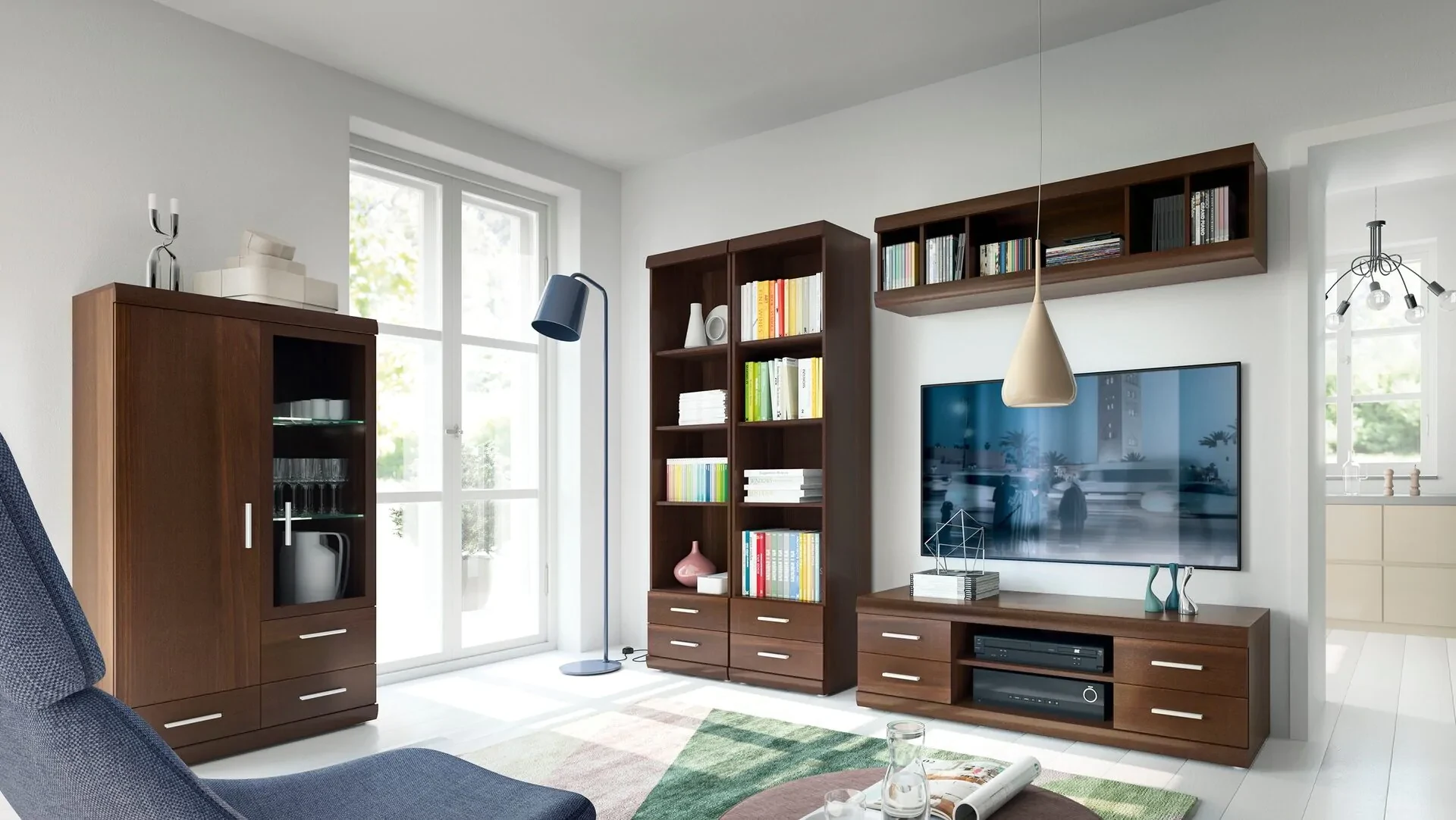 IMPERIAL TYP01 magas vitrin IMPERIAL elemes bútorcsalád IMPERIAL DIÓ MATT összeállítás 1
