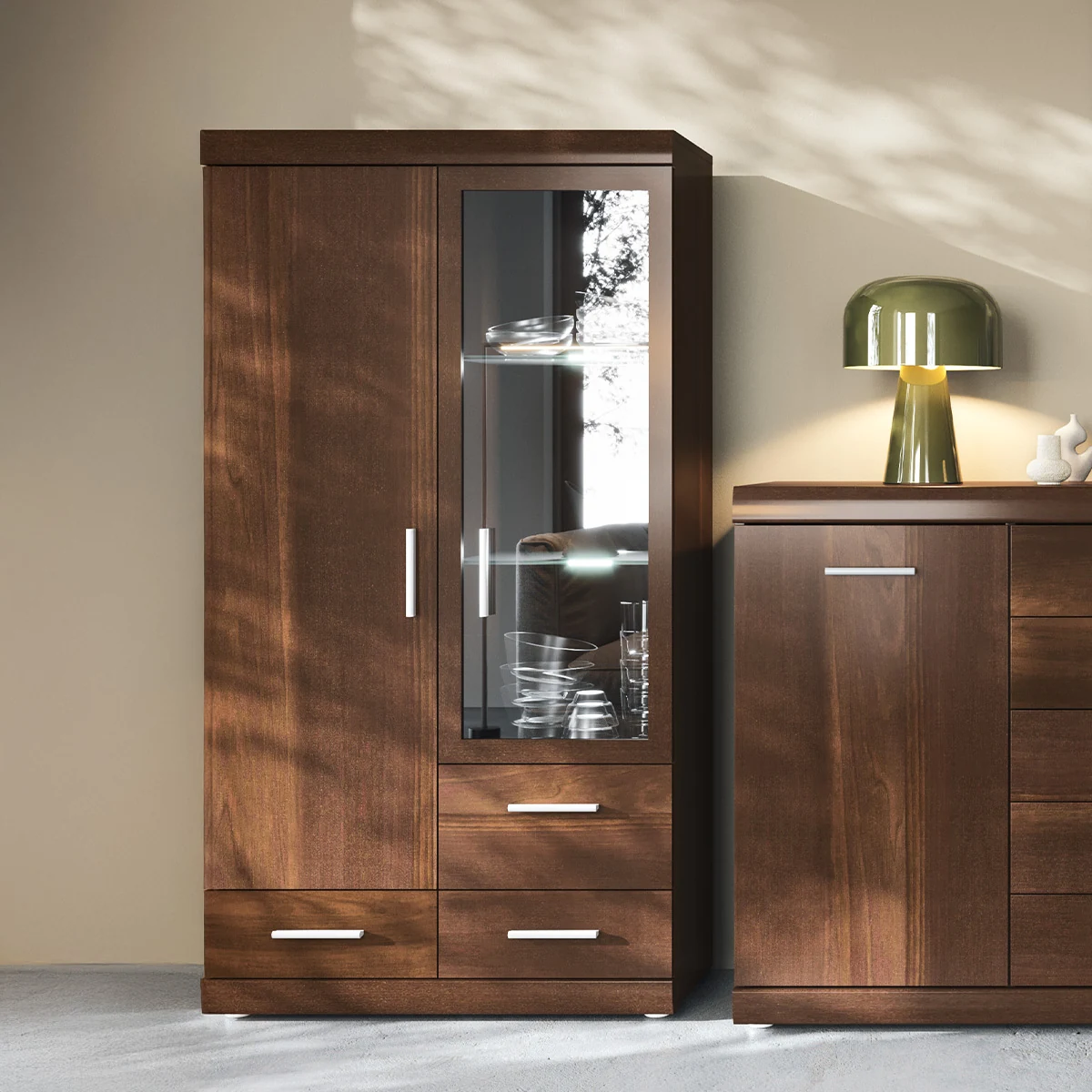 IMPERIAL TYP01 magas vitrin IMPERIAL elemes bútorcsalád IMPERIAL DIÓ MATT összeállítás 5
