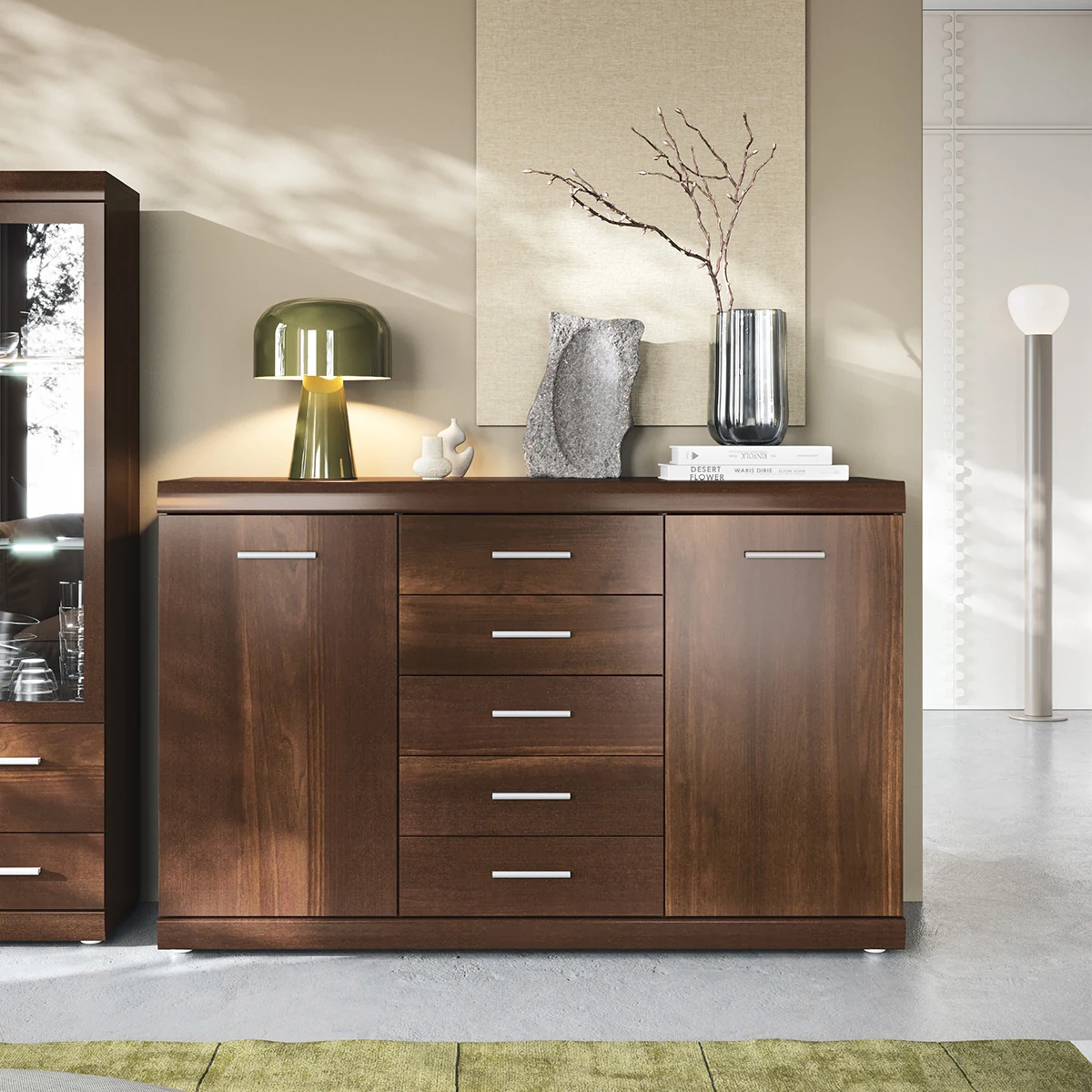 IMPERIAL TYP01 magas vitrin IMPERIAL elemes bútorcsalád IMPERIAL DIÓ MATT összeállítás 6