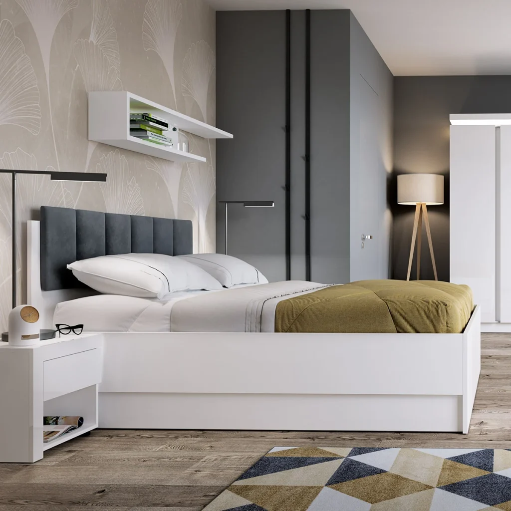 LYON WHITE LYOZ02 franciaágy – fehér modern 140x200 cm franciaágy